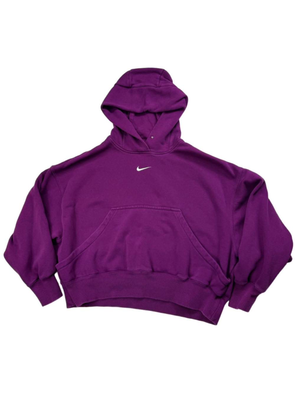 Women's Nike Center Logo Purple Crop Hoodie Oversized Small